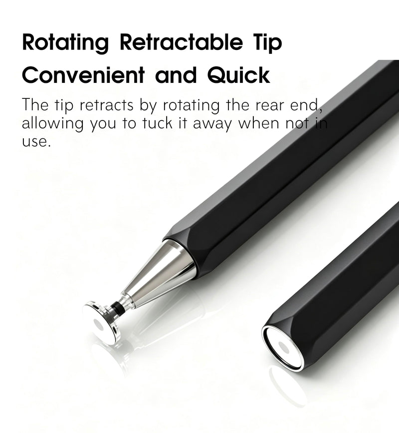 2-in-1 Rotatable Stylus Pen for Samsung Galaxy Z Fold 8/Z Fold8 Ultra Pen | Retractable Disc Tip Stylus Pen, No Charging Stylus, Aluminum Alloy Stylus, Universal Capacitive Pen Black