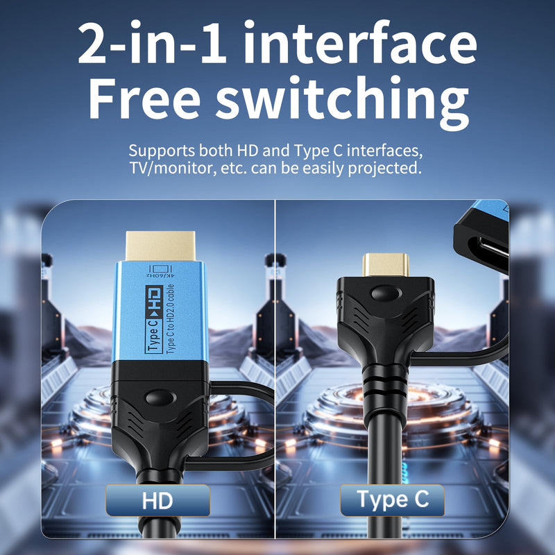 USB C to HDMI Adapter Cable,USB C to USB C3.2 Gen 2 Cable 4K60Hz with 240W Power Delivery10Gbps Data Type-C to HDMI Adapter for Thunderbolt 3/4, MacBook, iPad Pro, iPhone 17/16/15 Pro | Plug and Play V292