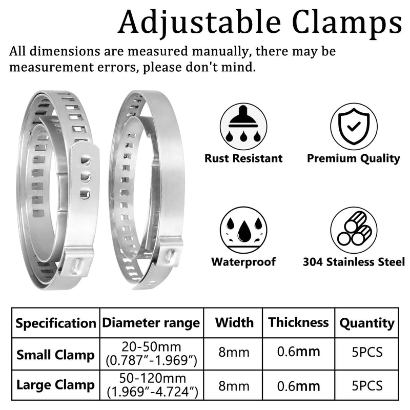 CV Boot Clamp Plier with 10PCS 304 Stainless Steel Crimp Bands, 5PCS Small and 5PCS Large Universal Adjustable Drive Shaft Drive Shaft Joint Boot Crimp Clamps for Most Cars Plier + 10pcs Clamps