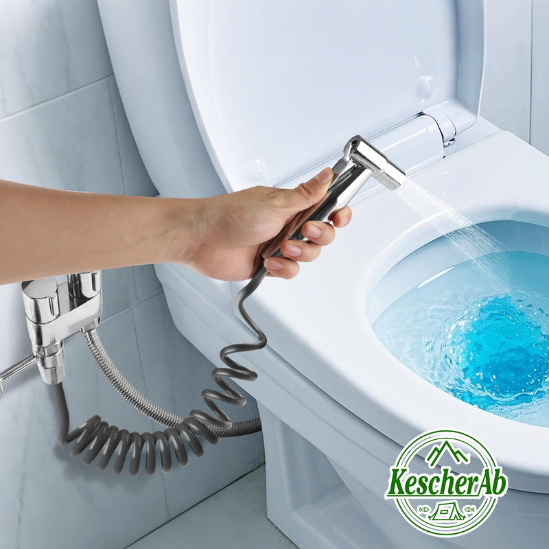 Handheld Toilet Bidet Sprayer for Toilet, Adjustable Water Pressure Control with Complete Bidet Spray Hoses Kit for Feminine Wash, Cloth Diaper Sprayer for Baby Wash Chrome