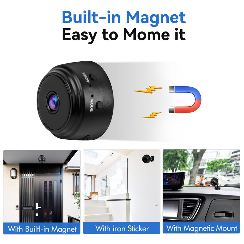 2K Mini WiFi Camera - Indoor Security Camera with Video Live Feed, Motion Detection Night Vision, No SD Card Included, Baby/Pet Monitor A9 (A9)