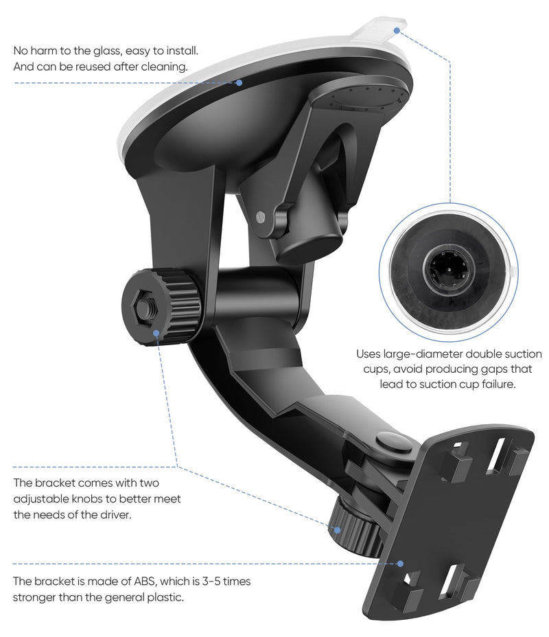 Backup Camera Monitor Mount,(4.3/5 in)PixelMan Upgraded Version Windshield Mount for Backup Camera Monitor,Vehicle Rear View Camera Monitor Suction Cup Bracket,Reverse Camera Display Cup Holder Mount