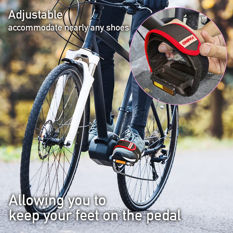 ONIPAX Outdoor Bike Pedal Straps Toe Clips Straps Tape 2 PCS Red