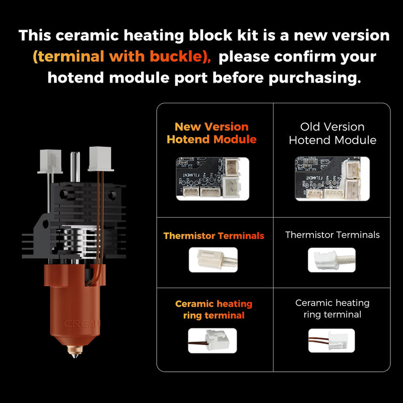 Creality 2025 K1 SE/K1C/K1/K1 Max Hotend Upgrade Ceramic Heating Block Kit, Terminal with Buckle, Official K1 Series Unicorn Quick-Swap Nozzle Kit, 3D Printer Hotend 600mm/s High-Speed, New Version K1/K1 Max/K1C/K1 SE