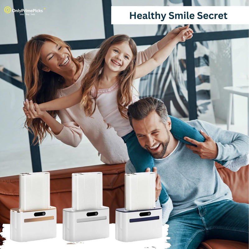 Smart Touchless Floss Pick Dispenser with Sensor - Refillable and Rechargable with 2 Cartridges (100 Picks) - Innovative and Hygienic Floss Pick Holder (Light Gray) Light Gray