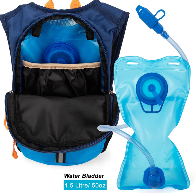 Ivygreen Kids Hydration Backpack, Hiking Backpack for Boys or Girls with 1.5L Water Bladder Blue - Small