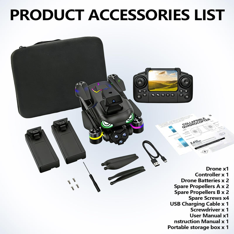 Drone with camera, screen on controller, drone with obstacle avoidance | Drone with camera 2 Batteries, Optical Flow Positioning, One-Touch Takeoff/Landing, drone with camera for kids, Red