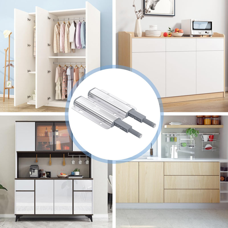 Jiayi Push Catch Metal Heavy Duty 4 Pack Double Push to Open Door Latch Touch Latches Kitchen Door Push Release Latch for Drawer Closure Door Catches Double Push Open Cabinet Hardware