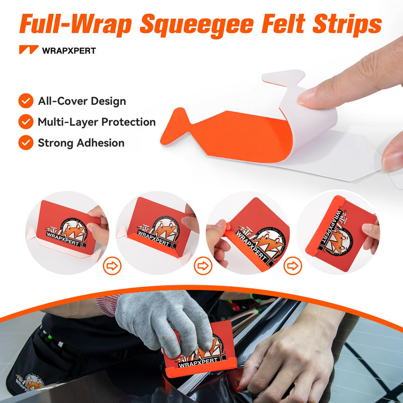 WRAPXPERT Window Tint Tool Vinyl Wrap Tools Small Tinting Squeegee, Vinyl Wrap Squeegee with Felt Buffers, Utility Knife, for Side/Quarter Window Tint Applying, Car Wrapping/PPF Installation