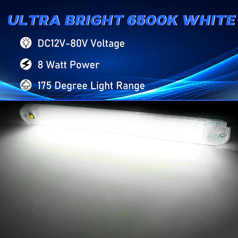 12V Led Interior Light Bar 4 Packs 72Led 6500K White with ON/Off Switch 11Inch 12V 24V for Enclosed Cargo Trailer RV Van Truck Lorry Camper Caravan Motorhome (4Pcs)