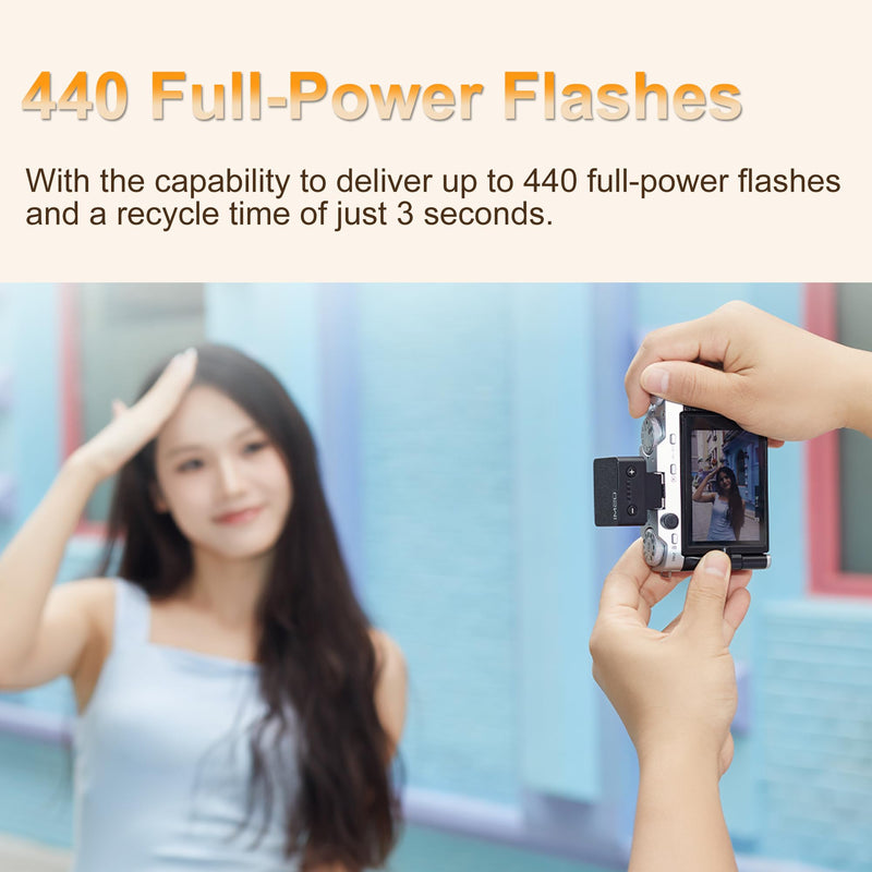 Godox IM20 Mini Camera Flash,3s Recycle Time,440 Full Power Flash Time Built in Lithium Battery for Fuji,for Canon,for Nikon,for Sony, for Olympus Camera (White) white