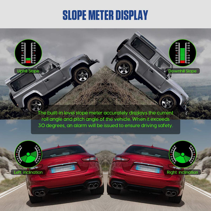 M60 Car Inclinometer for Off-Road SUV Vehicles, MPH KMH GPS Speedometer with Compass, Multifunctional Digital HUD Level Tilt Gauge Angle Slope Meter with Coordinate Display M60