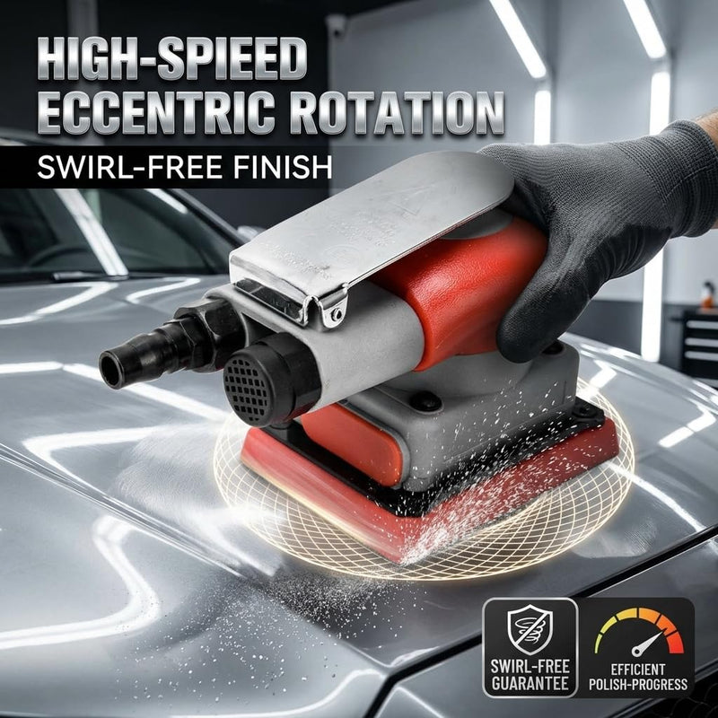 Pneumatic Sander Air Orbital Sander, Solid Alloy Steel Air Squares Sanding Machine 3 * 4 In 10000rpm Pneumatic Sander, Sanding Grinding Polishing Sander for Wood Metal Car Beauty