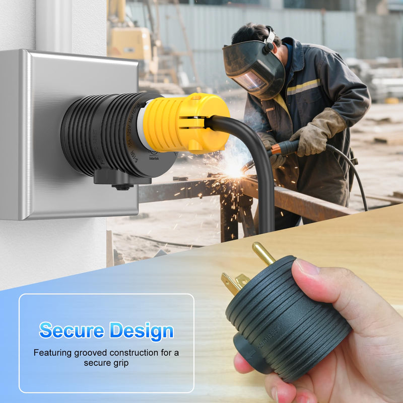 30A to 110 Adapter NEMA TT-30P Male Plug to NEMA 5-15R Female Receptacle with 15A Rated Breaker Grounding House Power to RV Camper ETL Listed