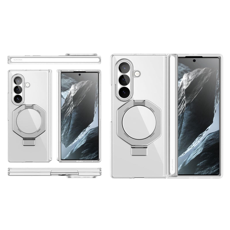 SUPCASE for Galaxy Z Fold 8 Ultra Case with Tempered Glass Screen Protector | Built-in Fixed Stand, Compatible with MagSafe, Full-Body Hinge Coverage, Military-Grade Drop Protection, Slim-Fit, Clear