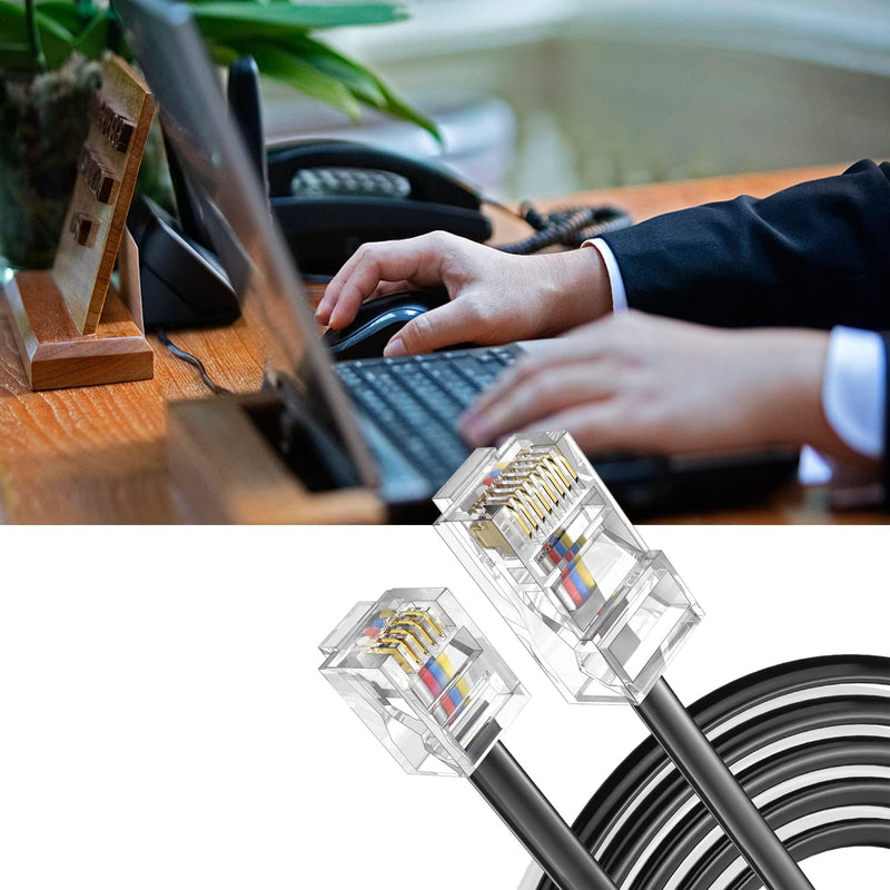 (10 FT / 3PACK) Telephone line RJ45 to RJ11 Adapter,Converter Cable RJ45 8P4C Male to RJ11 6P4C Male 10 FT