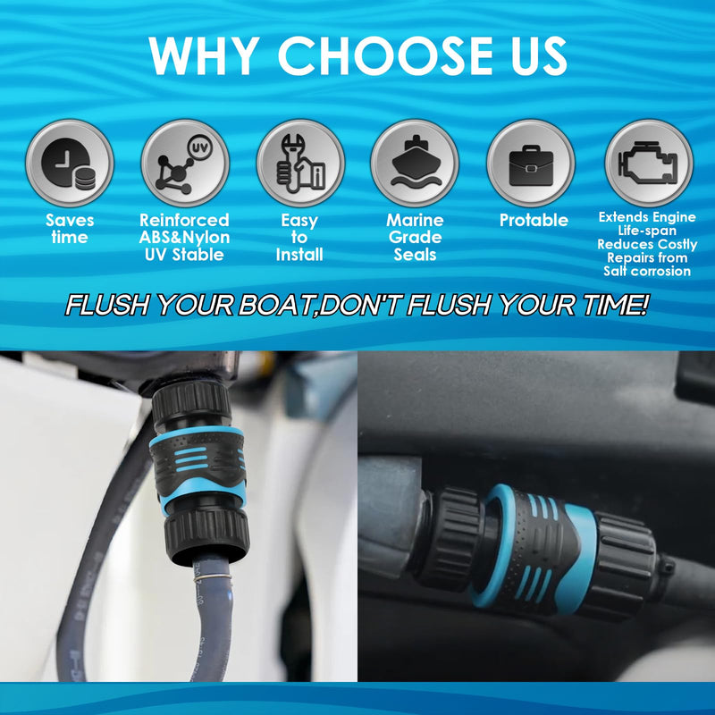 SWIFTFLUSHER Outboard Quick Connect Flush Kit for Mercury, Suzuki，Yamaha & Honda，Outboard Flush Kit，Flush Port Quick Connect，Outboard Engine Motor Flushers，Outboard Engine Flush Adapter for YAMAHA&HONDA single motor