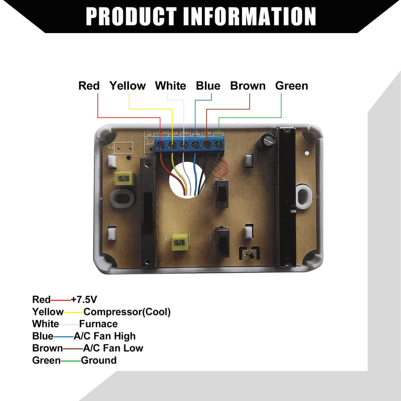 RV Analog Control Heating/Cooling Thermostat Kit for for Campers Motorhome/for Duo-Therm Thermostat RV Analog Control Heat/Cool / 40-90°F Temp on A/C and Furnace / 1 Set