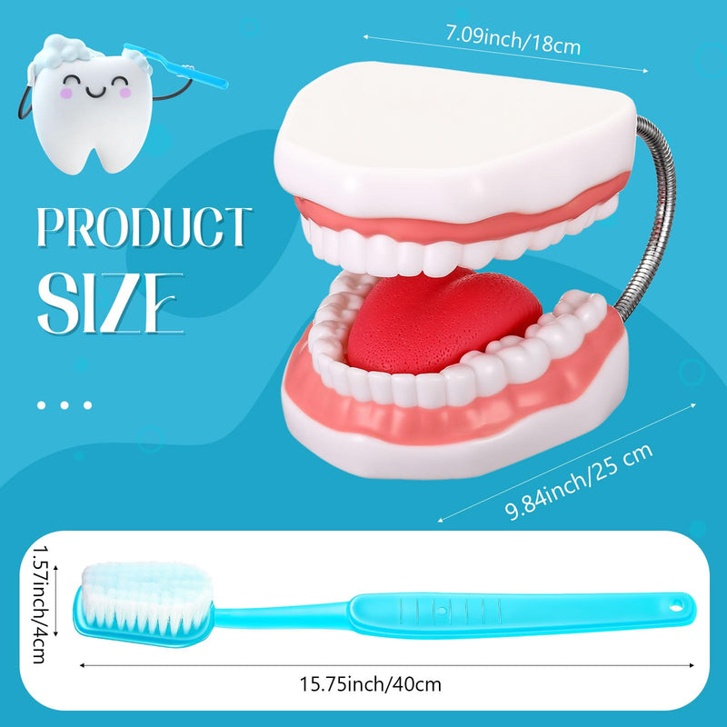 Baderke Huge Mouth Model with Hinge and Giant Toothbrush Set for Speech Therapy, Brushing Teaching Dental Teeth Model, Dental Hospital Health Education Tool(Blue) Blue