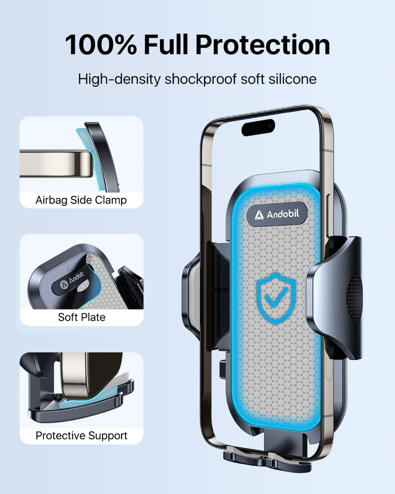 andobil 2026 Upgraded Car Phone Holder Mount for Vent, Military Sturdy Metal Clip Air Vent Phone Holder for Your Car Easy Used Cell Phone Car Mount for iPhone 17 16 15 14 13 12 Pro Max Samsung Grey