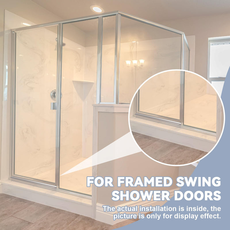 Hicarer 2 Pcs 30" Chrome Framed Shower Door Replacement Drip Rail with Vinyl Sweep, Shower Door Water Deflector with Bottom Seal, Applied Mounting Tape and Screws(Sliver) Silver 30''