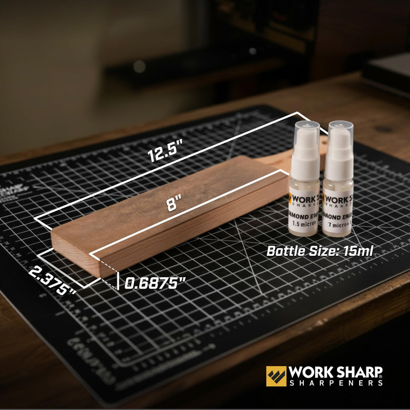 Work Sharp Leather Strop And Diamond Emulsion Kit - Precision Edge Refinement System - Knife Sharpening, Polishing, Honing Tools And Blades