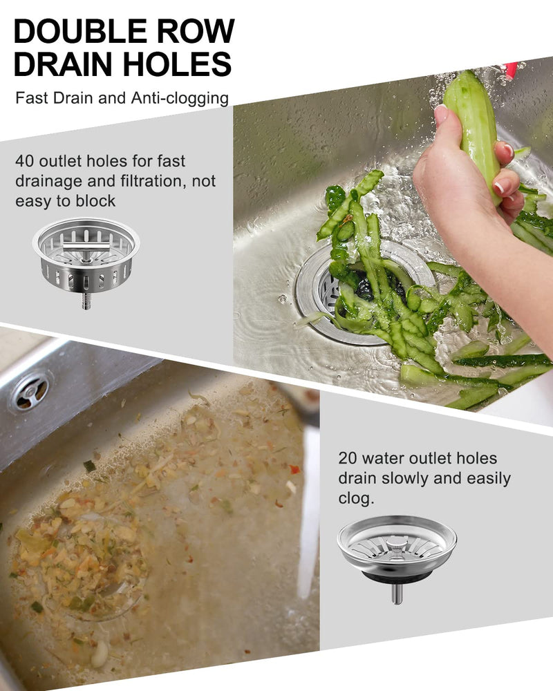 BOTEMY B9171 Kitchen Sink Drain 3 1/2 Inch Kitchen Sink Drain Strainer Assmebly Kit Stainless Steel Sink Strainer Basket/Drain Stopper for 3.5'' Standard American Drain Hole (Brushed) Brushed