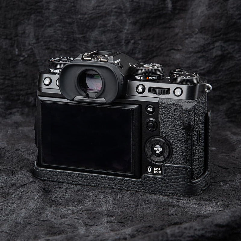 X-T5 Vintage Genuine Leather Camera Case Half Leather Camera Protector with Shoulder Strap for Fujifilm X-T5