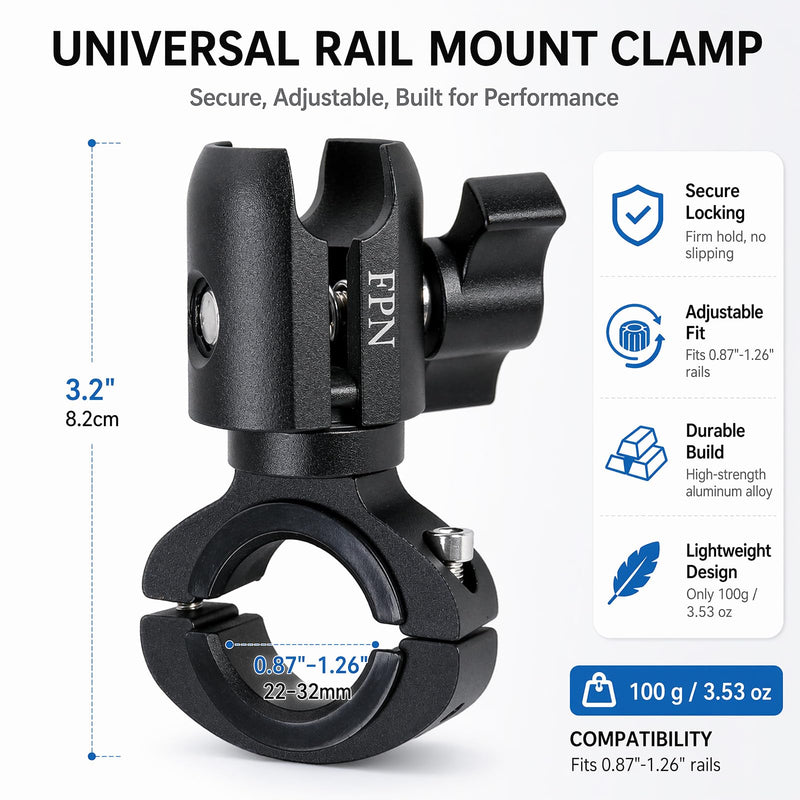 Aluminum Alloy Handlebar Clamp Mount for RAM Mounts, Single Socket Arm with 0.87"-1.26" Diameter O-Bolt Base for 1" Ball Head GoPro Mount, for Bike & Motorcycle Phone Holder
