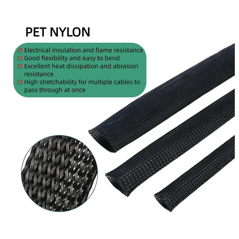 32.8 ft Nylon Hydraulic Hose Protector Sleeve Flame-Retardant, Tig Torch Cable Cover, Black Protective Cover Hose Sheath, Flexible Cutting Sheath Sleeve Management Wrap for Cord Tig (1.5 Inch Id)