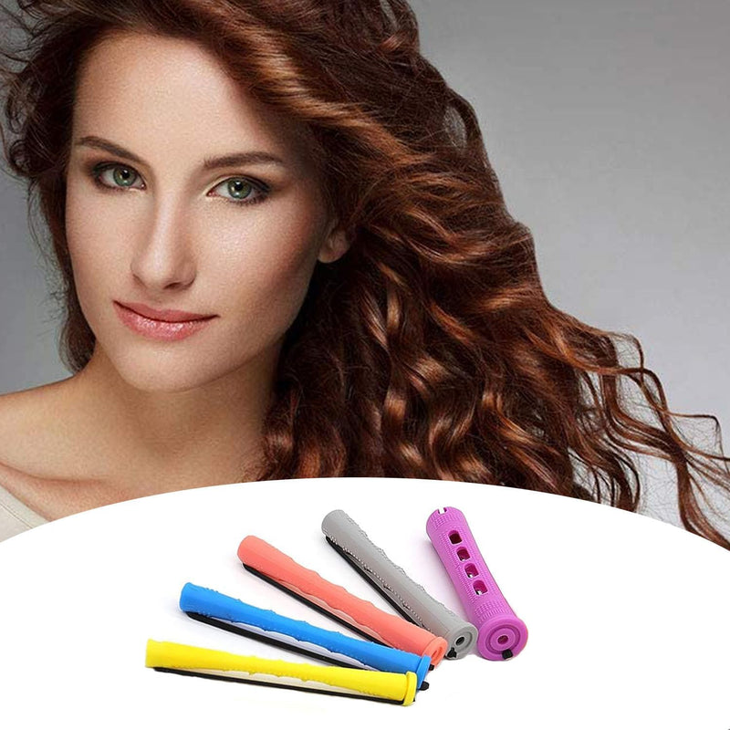 60 Pcs Hair Perm Rods Set Short Plastic Perming Rods Cold Wave Rods, 6 Sizes Hair Curling Rollers Hairdressing Tools with Tail Comb Steel Pintail Hair Comb for Hairdressing Hair Styling