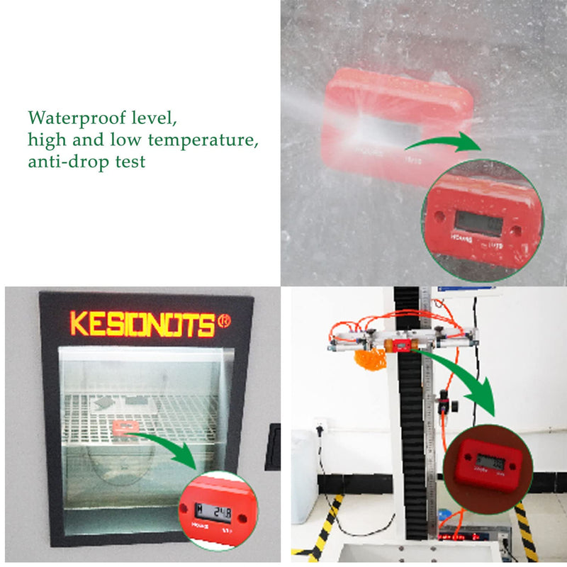 Yooreal Digital Inductive Hour Meter Waterproof IP68,Works on Various of ZTR/Riding Lawn Mower Land Trimmer UTV Brush Cutter Tractor ATV Boat Outboard Motor Dirt Bike Motorcycle. (HM006A Red) HM006A Red