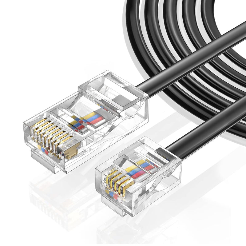 (10 FT / 3PACK) Telephone line RJ45 to RJ11 Adapter,Converter Cable RJ45 8P4C Male to RJ11 6P4C Male 10 FT