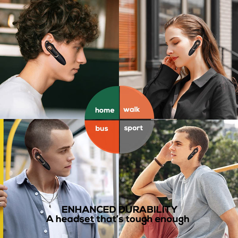 Bluetooth Headset V5.4 with Noise Cancelling Mic, 36H Talking Time Wireless Earpiece with USB-C & Mute Function for Cell Phones