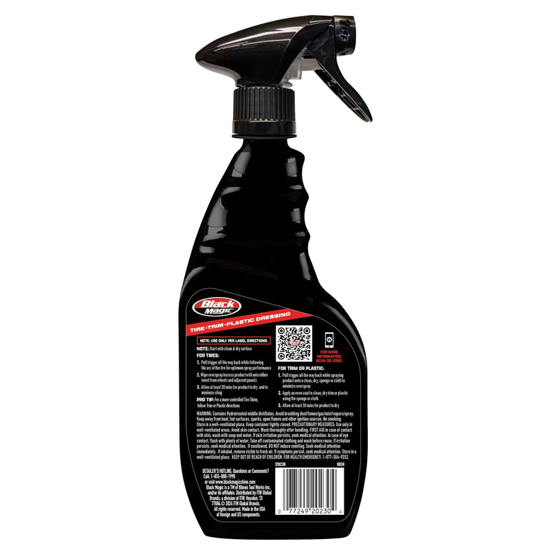 Black Magic 120230 Tire Trim Plastic Dressing, Medium Shine, Streak-Free, Water Resistant & Non-Greasy Formula for Tires, Trim & Plastic, Lasts Up to 2 Weeks - 16 Fl Oz 16 Fl Oz. (Pack of 1)