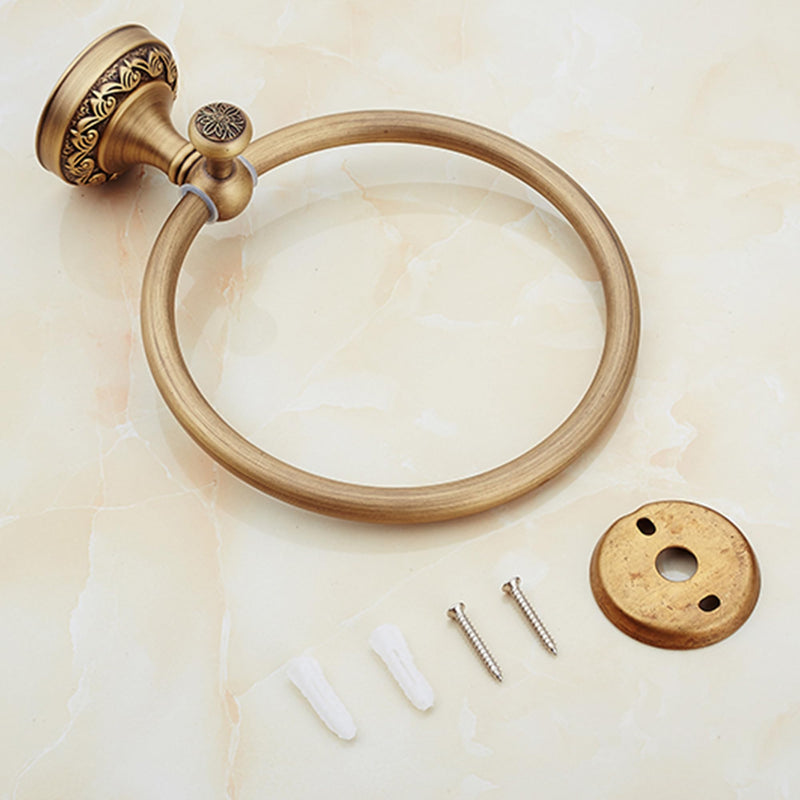 Towel Ring Antique Brass Hanger Hand Towel Holder for Bathroom Kitchen Accessories Wall Mounted,Pattern Carving Design