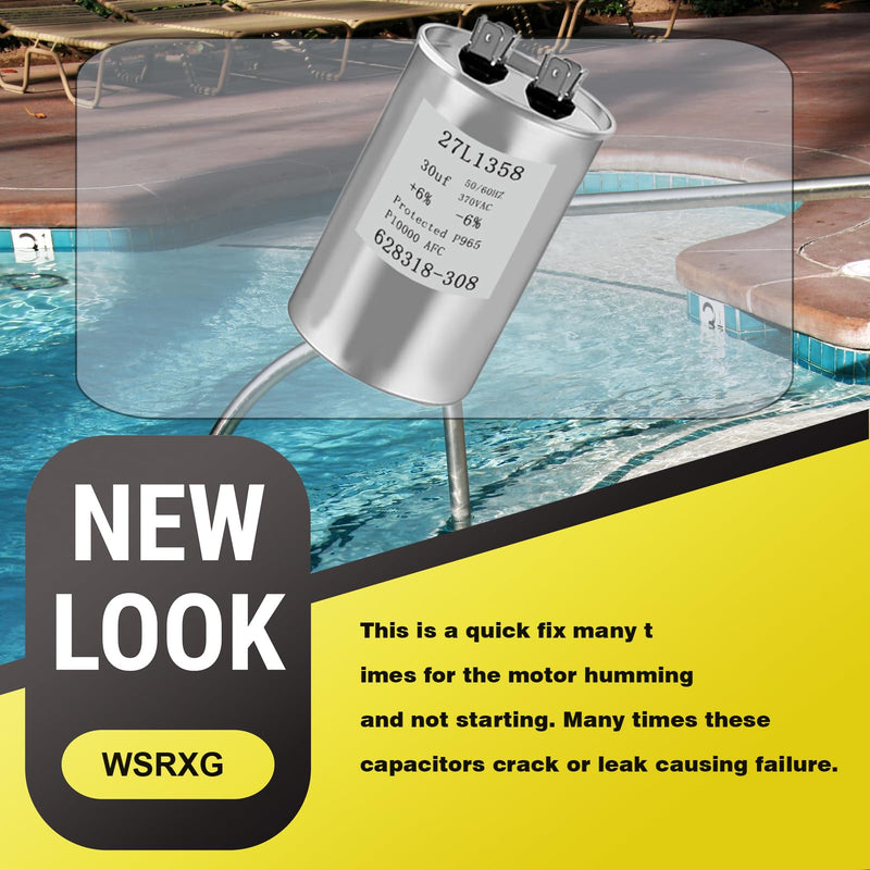 628318-308 27L1358 30 MFD 370V Pool Pump Motor Capacitor Replacement Compatible Motor Run Capacitor