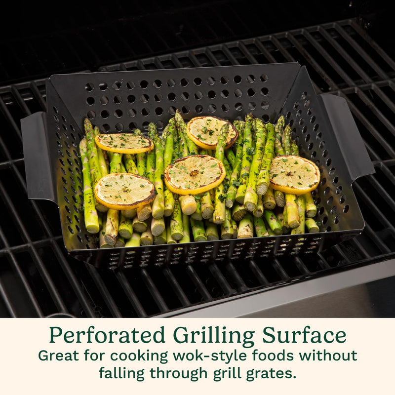 Cuisinart 11" x 11" Non-Stick Grill Wok, Perforated BBQ Grill Basket for Grilling Veggies, Meat & Stir-Fry, Outdoor Grilling Basket for Charcoal and Gas Grills 11 x 11-Inch