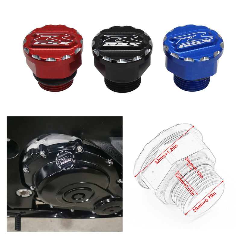 Engine Oil Filler Cap Screw,Compatible with Suzuki GSX-R 600 2002-2020,GSX-R 750 2002-2020,GSX-R 1000 2003-2020 (Blue) Blue