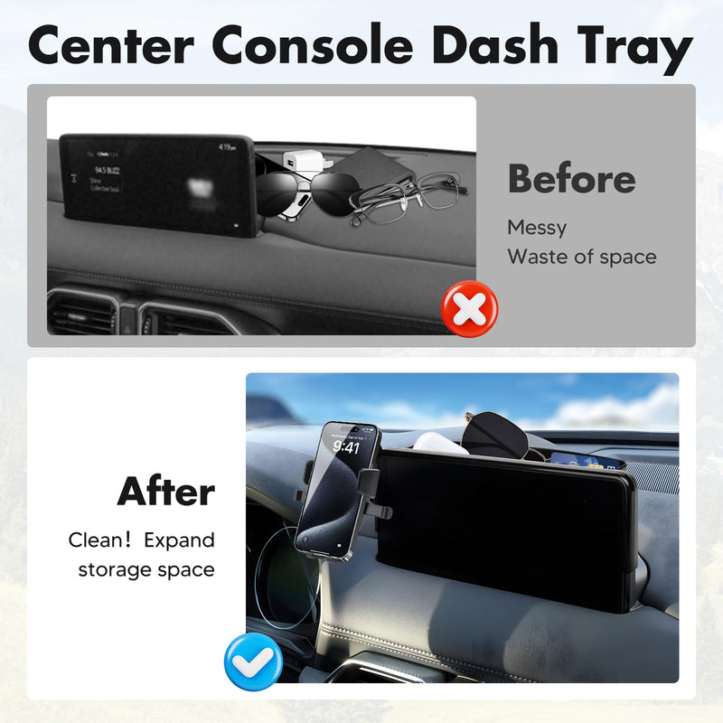 FIILINES Dashboard Storage Tray & Phone Holder Compatible with Mazda CX-5 CX5 2021 2022 2023 2024 2025 (Fit 10.25" Touch Screen) Dash Center Console Organizer Cell Phone Mount Interior Accessories