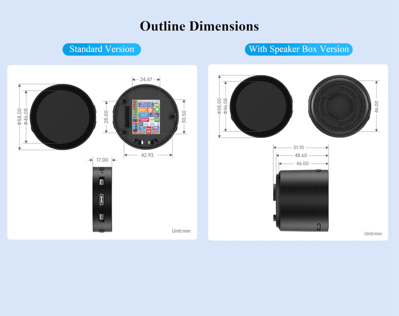ESP32-S3 with 1.85inch Touch Round LCD Development Board, 360x360, Support W-i-Fi & BLE 5, Smart Speaker Box, AI Speech, Supports AI Speech Interaction and Offline Voice Control