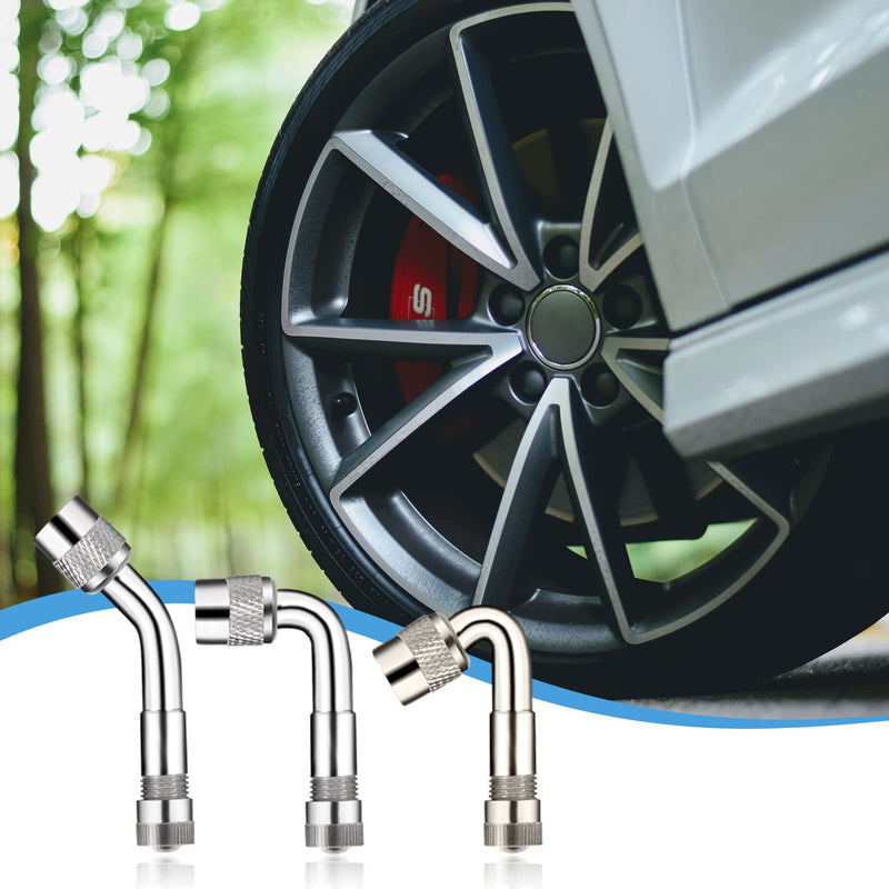 10 Pieces Stainless Steel Dually Valve Stem Extension, Includes 4 Pieces Dual Tire Valve Extension 6 Pieces Valve Extender Adaptor for Most Cars Truck RV (7.1 Inches, 11.8 Inches) Style#1