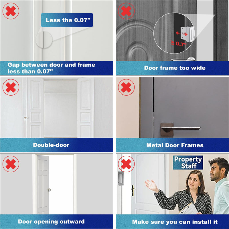 2Pack Door Reinforcement Lock Withstands 800lbs of Force - White Extra Proof Door Lock for Kids Safety Drilling Required,Prevents Unauthorized Entry,Add a Door Security Locks for Home Safety & Privacy 2