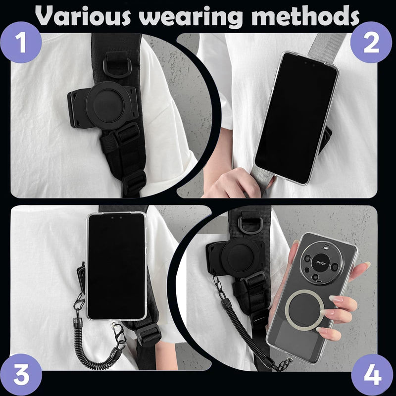 CCSmall Magnetic Phone Clip for Belt with Anti-Theft Chain for MagSafe EYJ | Strong N52 Magnetic Belt Clip for Backpack Strap, Hands-Free Phone Holder for Hiking Travel iPhone Android