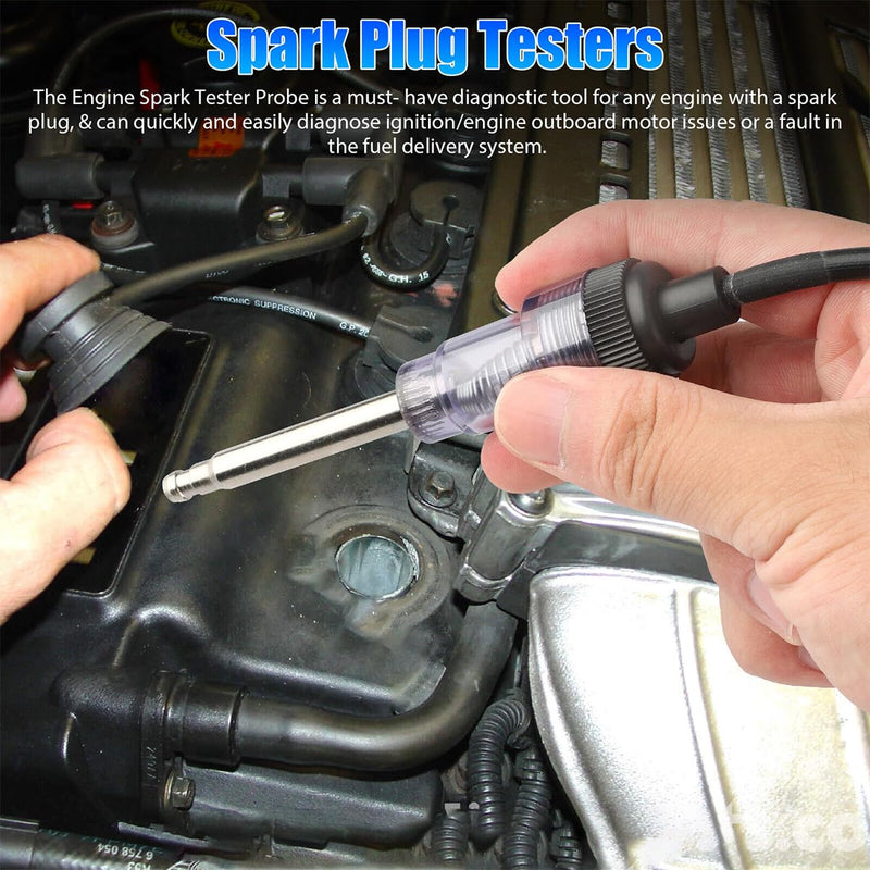 2PCS Car Inline Spark Plug Tester, Auto Straight Boot Engine Ignition Tester Light, Vehicle Engine Ignition Spark Plug Light Checker Accessories, Universal for RV, SUV, Trucks