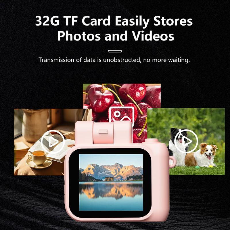 Mini Digital Camera, Keychina Camera with 1080P HD Video Recorder, 1.44" Display Screen Micro Camera with 32G Card, Flippable Flash, Muliple Filers Pink