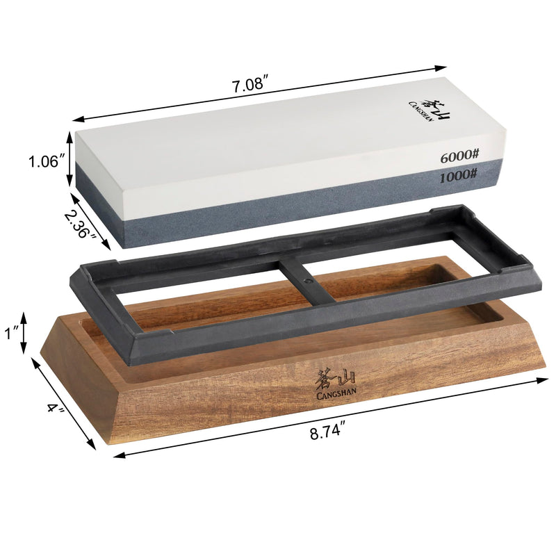 Cangshan 503800 Dual-Sided Whetstone Knife Sharpener 1000/6000 Grit