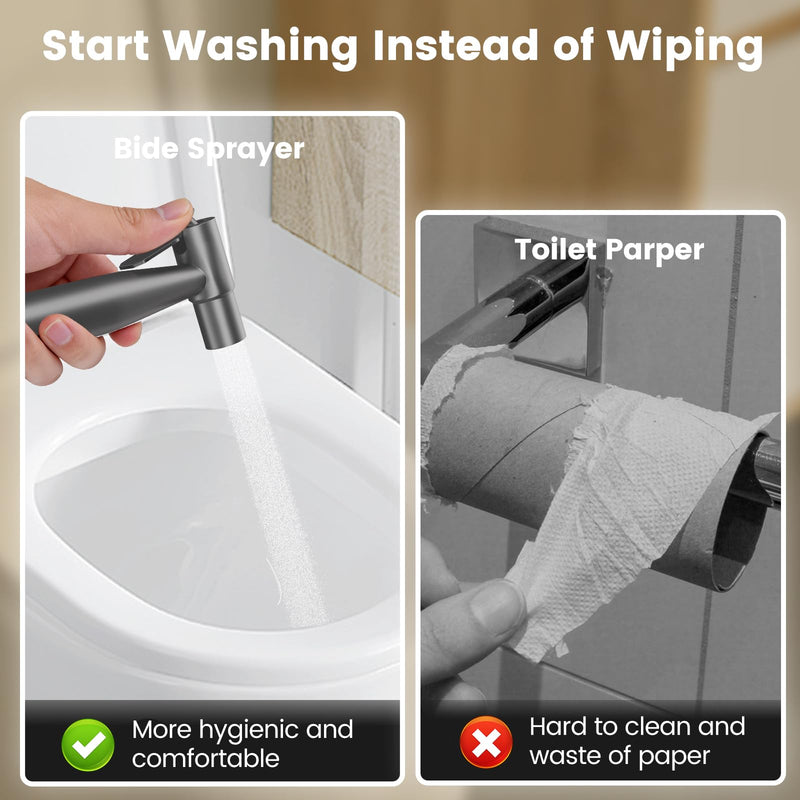 Handheld Bidet Sprayer for Toilet - Adjustable Pressure Stainless Steel Jet Sprayer for Cloth Diaper Cleaning, Feminine Wash & Baby Care, Muslim Shower Hose Kit KPGFWY (Gunmetal Gray) Gunmetal Gray