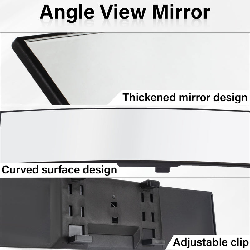 Rear View Mirror, Universal 11.4 Inch Interior Clip On Panoramic Convex Mirrors, HD Anti Glare Wide Angle and Reduce Blind Spot, Extended Rear View Mirror for Cars, SUVs, Trucks, Vehicles White