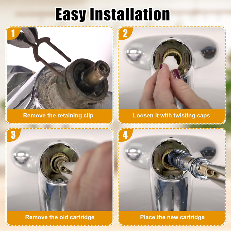 8 Pack Dual Seal Cartridge Replacement Compatible with Moen 1225 1225B Cartridge, One Handle Kitchen and Bathroom Faucet Cartridge Fits Single Handle Faucet Showers, Brass
